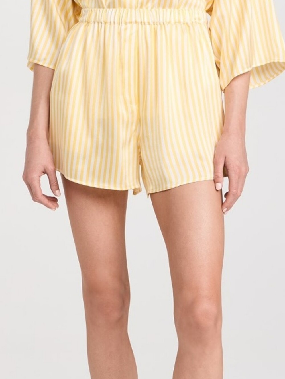 LUNYA YELLOW MIDSUMMER STRIPE SILK SHORTS